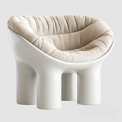 Roly Poly Polyethylene Armchair in Concrete with Cushions by Faye Toogood 3D Models 3DSKY 