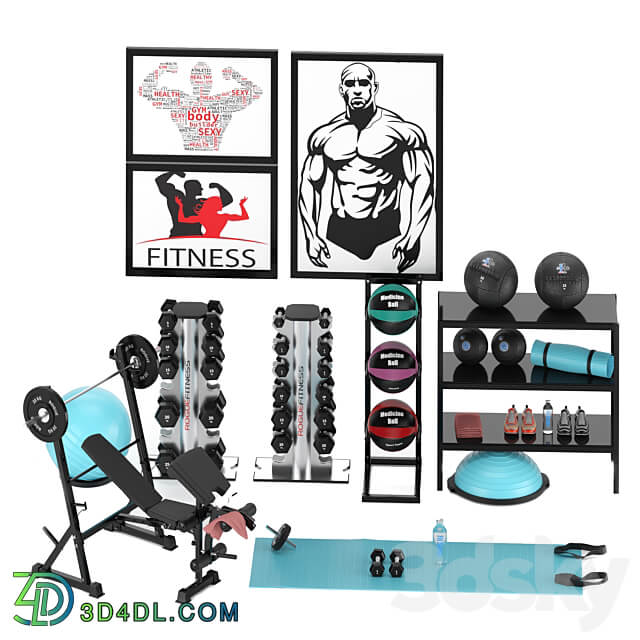 Fitness Equipment room set 02 3D Models 3DSKY