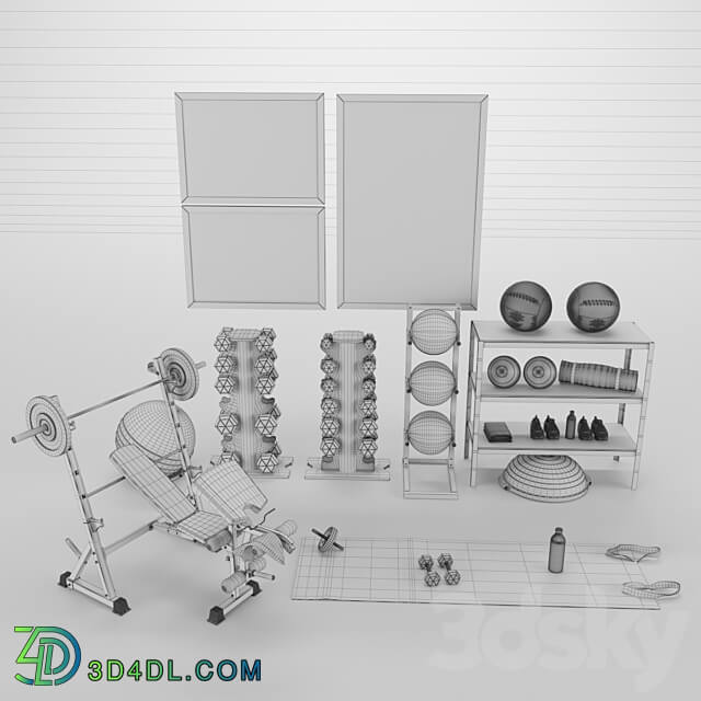 Fitness Equipment room set 02 3D Models 3DSKY