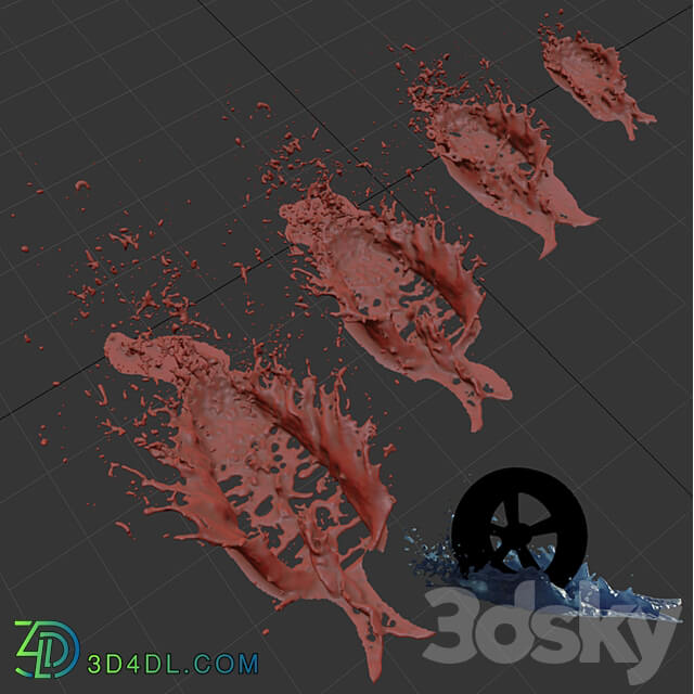 tire water splash set 3D Models 3DSKY