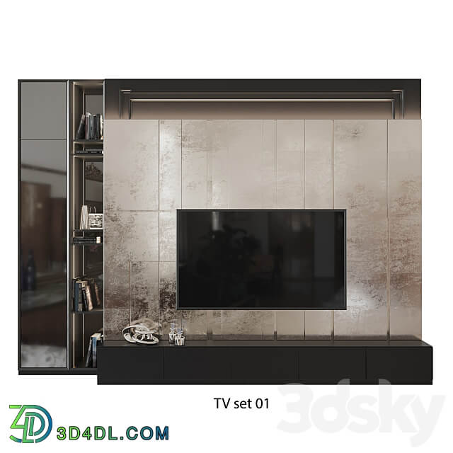 TV Wall set.01 3D Models 3DSKY