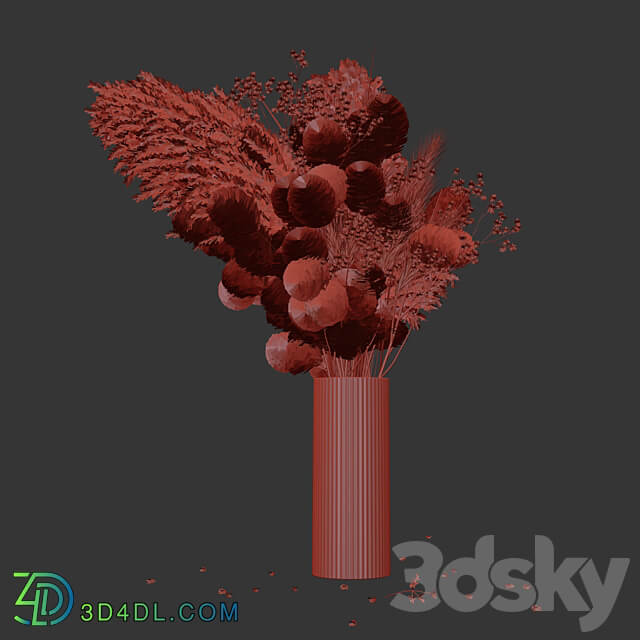 Dry flowers in modern vase 3 3D Models 3DSKY