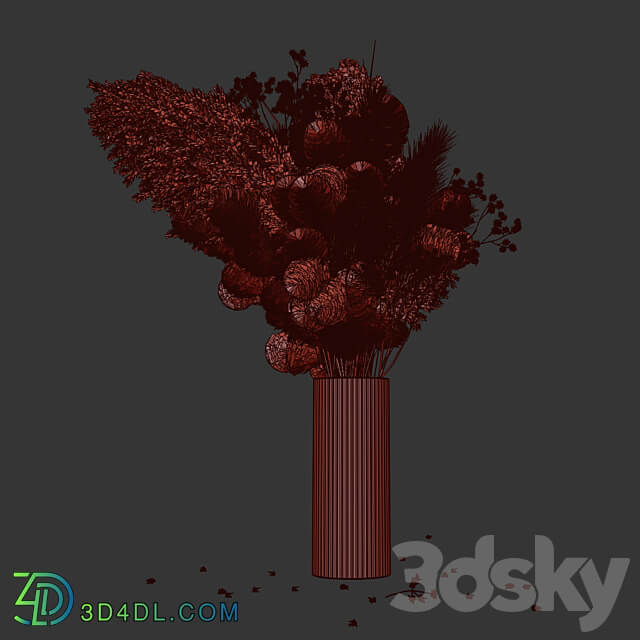Dry flowers in modern vase 3 3D Models 3DSKY