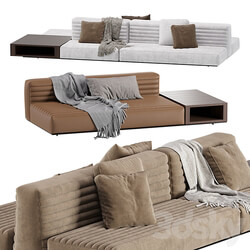 Minotti Roger Modular Sofa 2 Version Leather Velvet 3D Models 