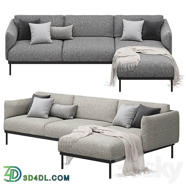 Ikea Äpplaryd Epplaryd 3 Seater Sofa with Chaise Longue Leide 3D Models 3DSKY