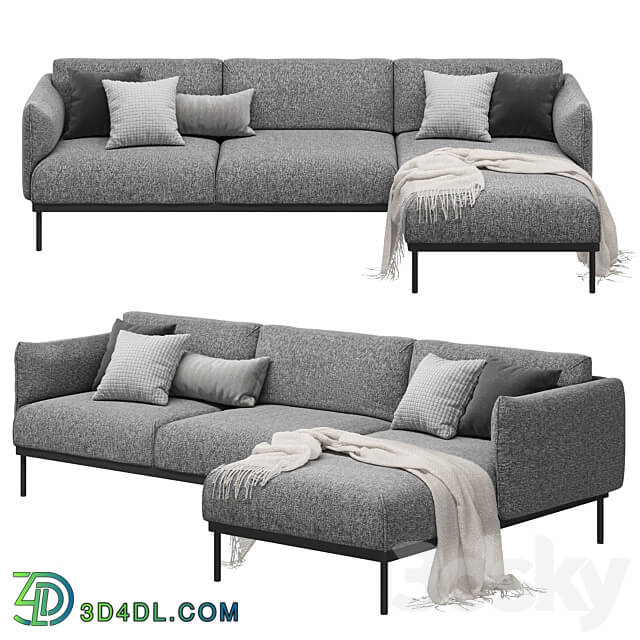 Ikea Äpplaryd Epplaryd 3 Seater Sofa with Chaise Longue Leide 3D Models 3DSKY