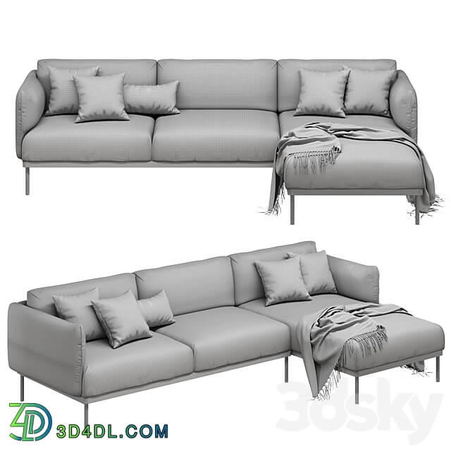 Ikea Äpplaryd Epplaryd 3 Seater Sofa with Chaise Longue Leide 3D Models 3DSKY