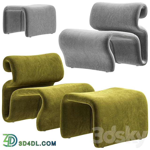 Artilleriet Etcetera Fabric Easy Chair and Footstool 3D Models 3DSKY