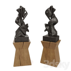 Metal Abstract figure wooden pedestal 3D Models 3DSKY 