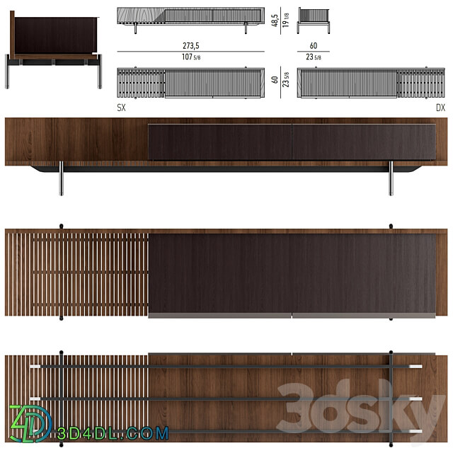 bookcase Minotti Superquadra 2021 collection 1 Sideboard Chest of drawer 3D Models 3DSKY