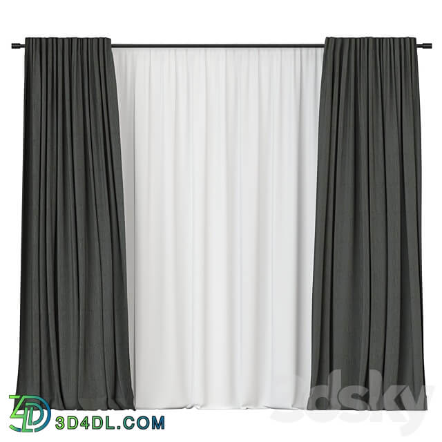 Curtains with tulle 3D Models 3DSKY