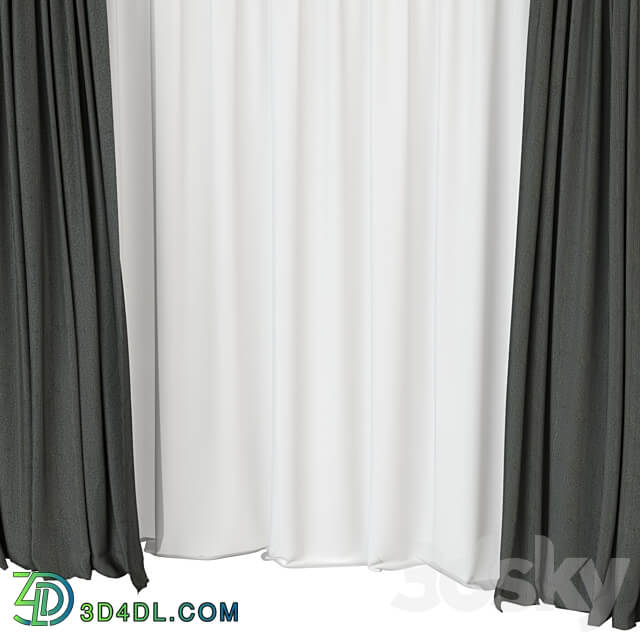 Curtains with tulle 3D Models 3DSKY