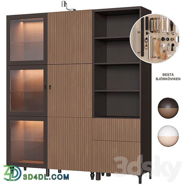 Ikea Bestå Björköviken Wardrobe Wardrobe Display cabinets 3D Models 3DSKY