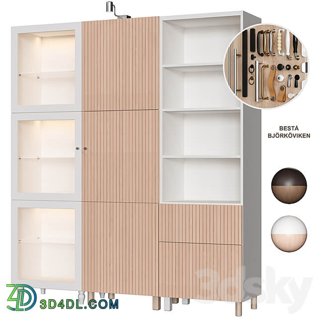 Ikea Bestå Björköviken Wardrobe Wardrobe Display cabinets 3D Models 3DSKY