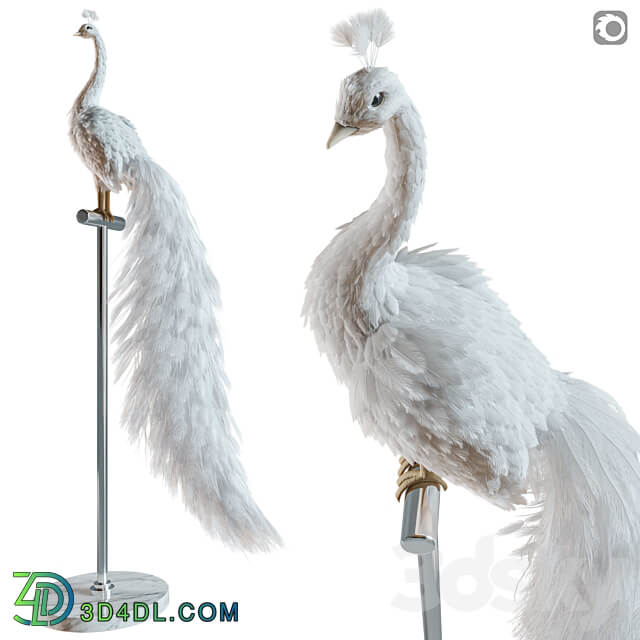 Artificial White Peacock 01. Other decorative objects 3D Models 3DSKY