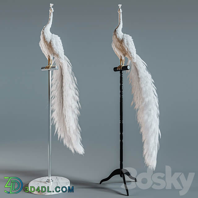 Artificial White Peacock 01. Other decorative objects 3D Models 3DSKY