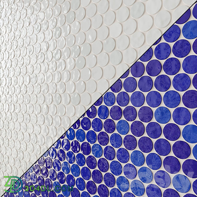 GlassPenny Round Mosaic Wall Floor Tile 12 Colors 3D Models 3DSKY