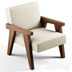 Zara Home The walnut armchair with hemp upholstery 3D Models 3DSKY 