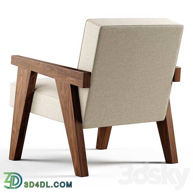 Zara Home The walnut armchair with hemp upholstery 3D Models 3DSKY