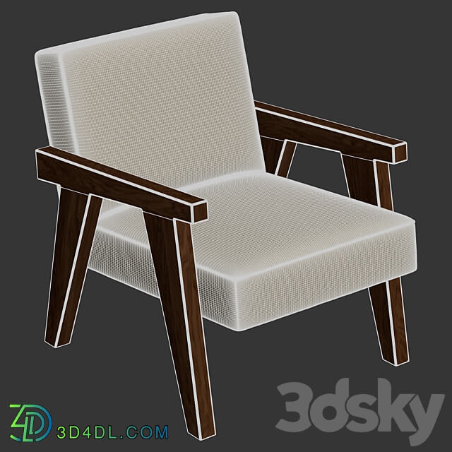 Zara Home The walnut armchair with hemp upholstery 3D Models 3DSKY