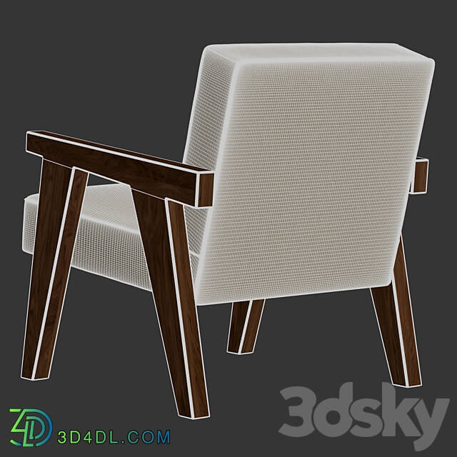 Zara Home The walnut armchair with hemp upholstery 3D Models 3DSKY