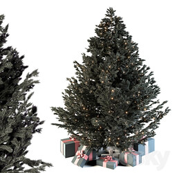 Dark christmas tree with boxes and garland 3D Models 3DSKY 