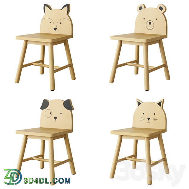 Crate and Barrel Animal Kids Chair Table Chair 3D Models 3DSKY