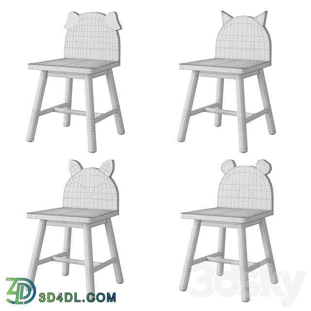 Crate and Barrel Animal Kids Chair Table Chair 3D Models 3DSKY