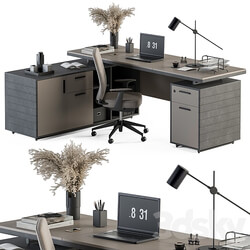 Boss Desk Cream and Black Office Furniture 255 3D Models 3DSKY 