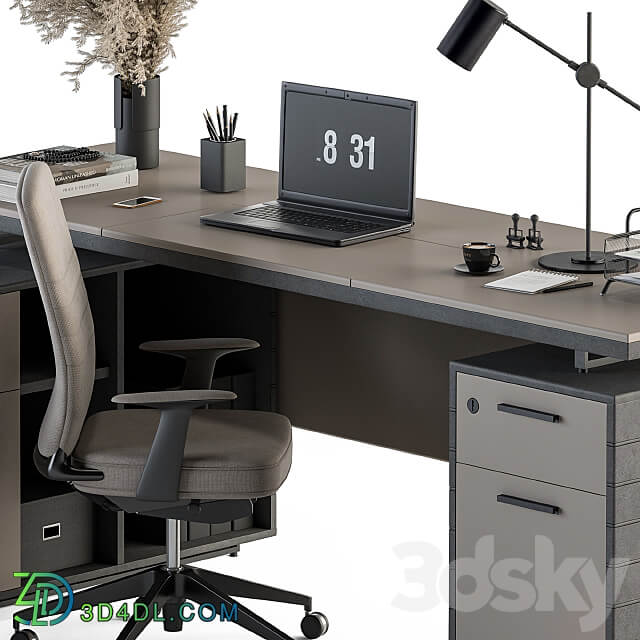 Boss Desk Cream and Black Office Furniture 255 3D Models 3DSKY