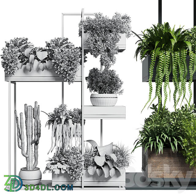 Collection Outdoor Indoor plant stand metal and wooden vase 13 3D Models 3DSKY