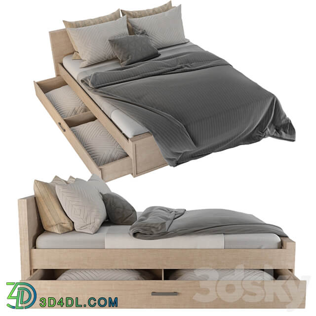 Bed Benedetti Wooden double bed 01 Bed 3D Models 3DSKY