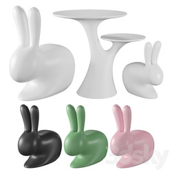 Qeeboo Rabbit Chair and Rabbit Tree Table Chair 3D Models 3DSKY 