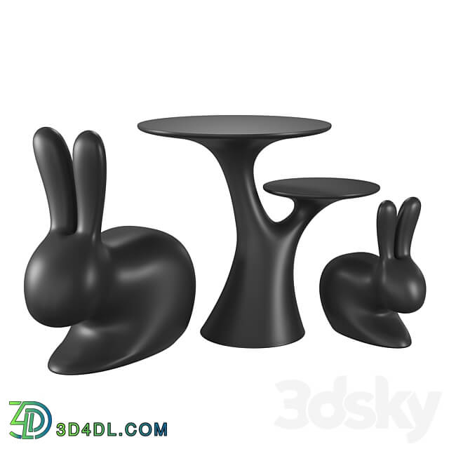 Qeeboo Rabbit Chair and Rabbit Tree Table Chair 3D Models 3DSKY