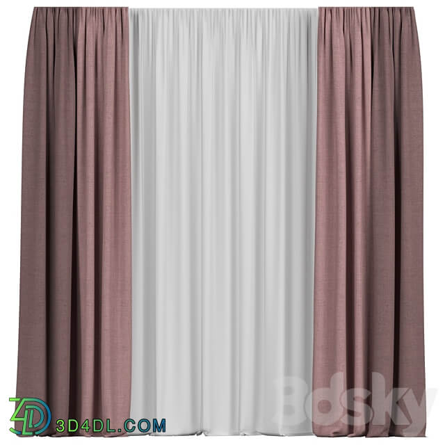 Curtains with tulle 3D Models 3DSKY