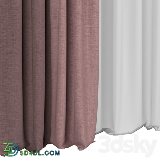 Curtains with tulle 3D Models 3DSKY