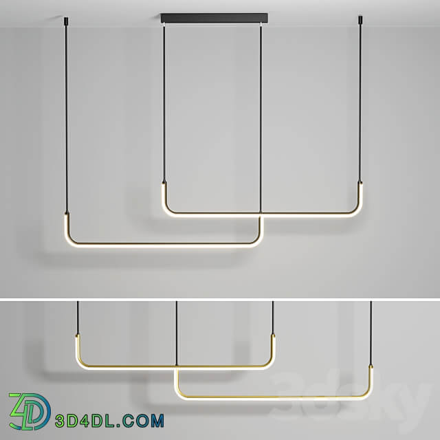 LED Pendant Light Modern Nordic Black Gold Pendant light 3D Models 3DSKY