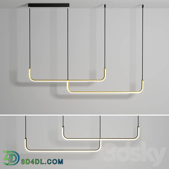 LED Pendant Light Modern Nordic Black Gold Pendant light 3D Models 3DSKY