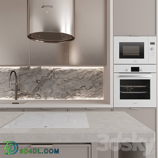 Kitchen No. 108 Stone Beige Kitchen 3D Models 3DSKY