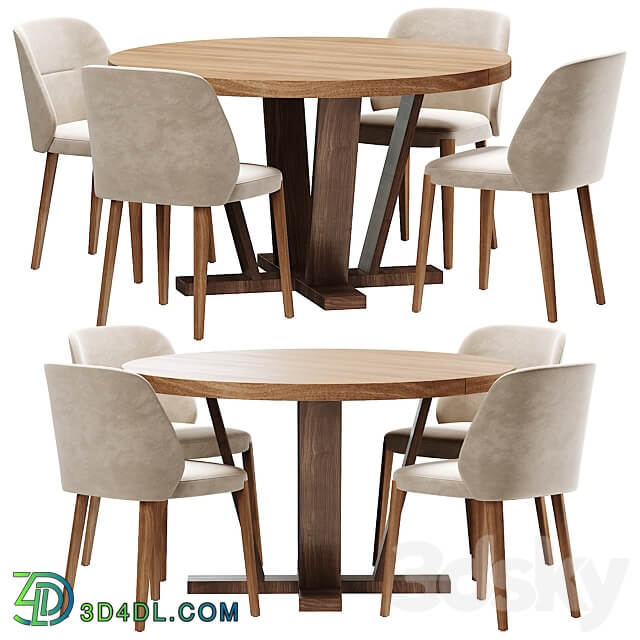 Potocco concha aura dining set Table Chair 3D Models 3DSKY