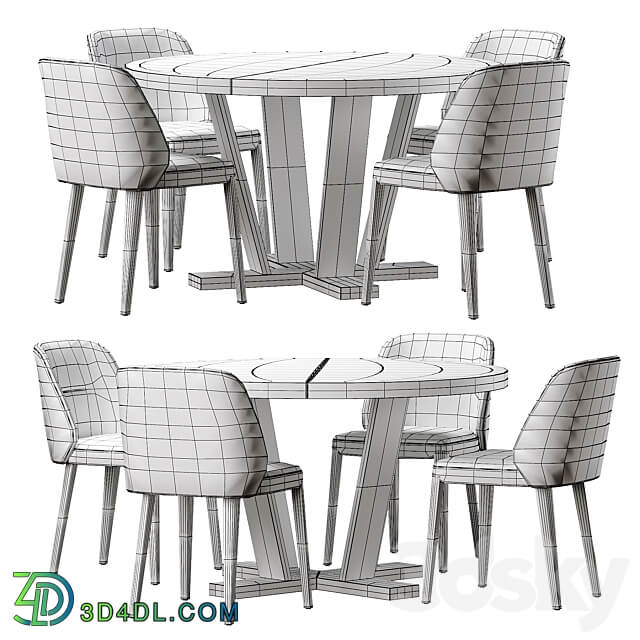 Potocco concha aura dining set Table Chair 3D Models 3DSKY