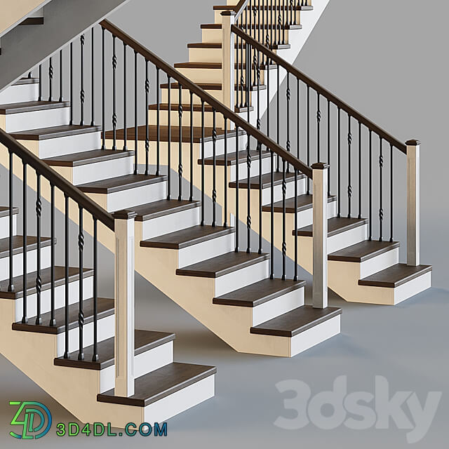 Wooden stairs for a private house 3 3D Models 3DSKY