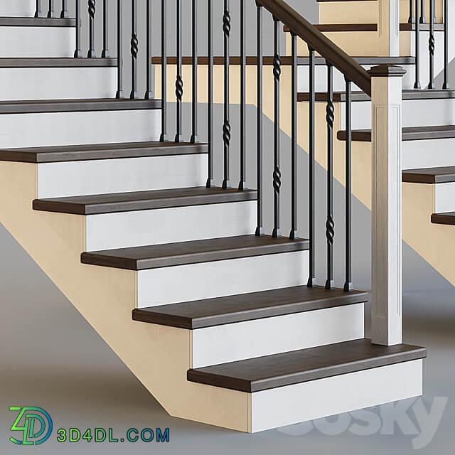 Wooden stairs for a private house 3 3D Models 3DSKY