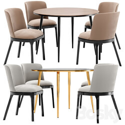 Selection dining chair and Luxore table Table Chair 3D Models 