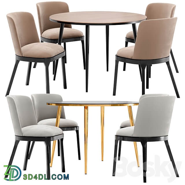 Selection dining chair and Luxore table Table Chair 3D Models