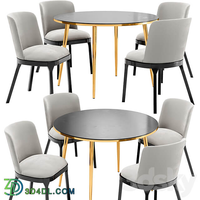 Selection dining chair and Luxore table Table Chair 3D Models