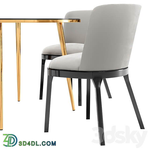 Selection dining chair and Luxore table Table Chair 3D Models