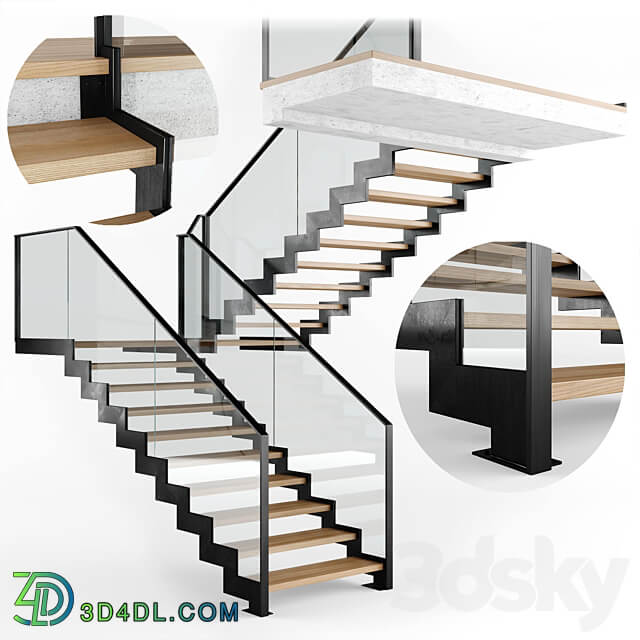 Modern interior stair 09 3D Models
