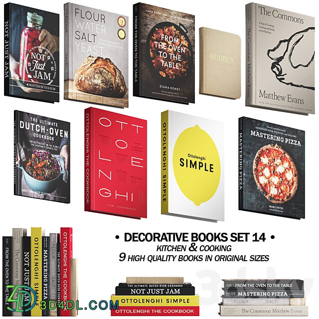 092 Decorative books set 14 Kitchen and Cooking 01 3D Models