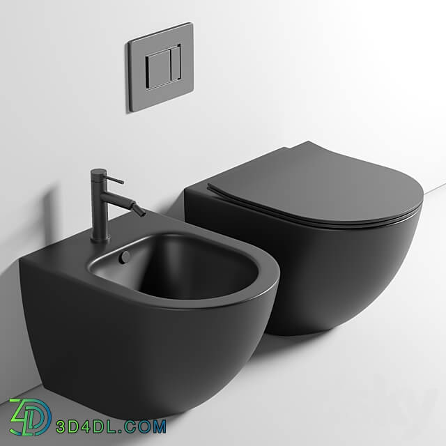 Toilet wall mounted Ceramica Nova Metropol CN4002MB rimless 3D Models